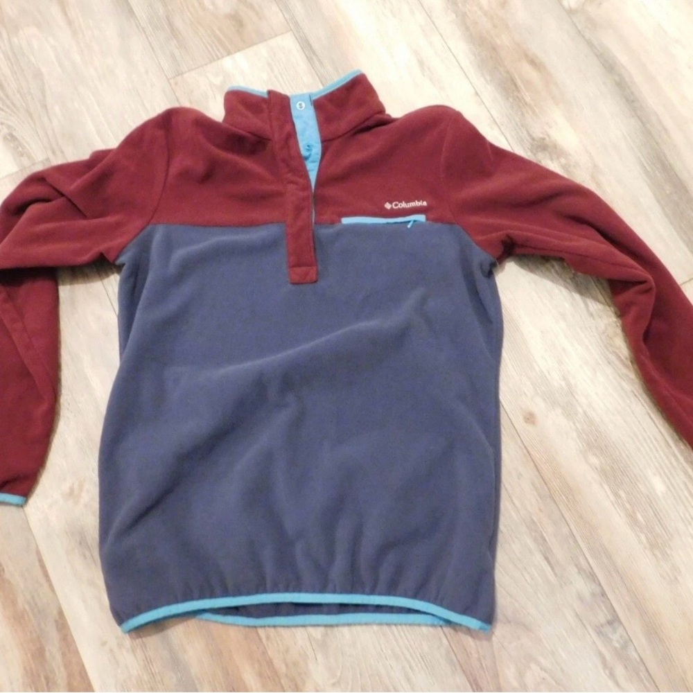 Columbia Maroon and Teal Fleece Jacket